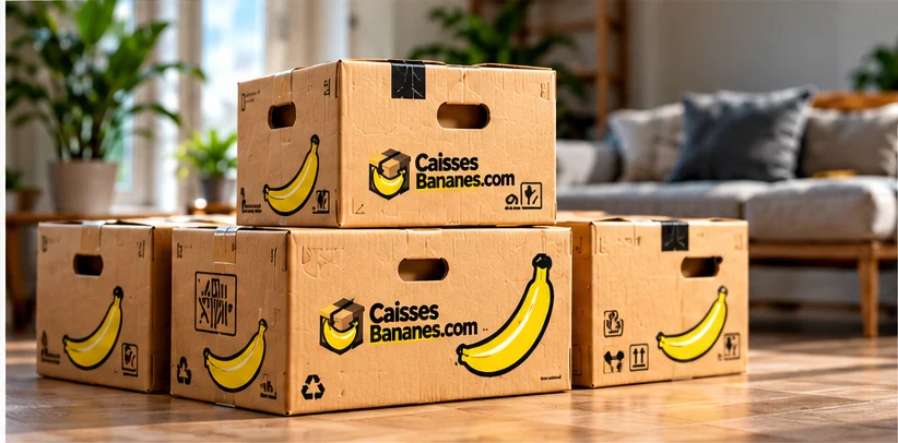 Pile de caisses à bananes CaissesBananes prêtes pour un déménagement
