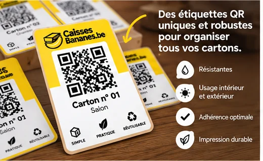 Étiquettes QR CaissesBananes numérotées, une par carton